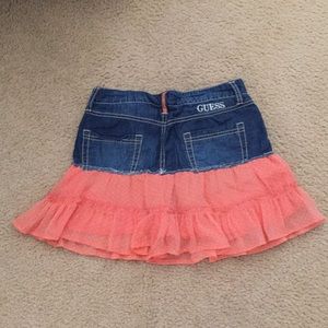 Y2K Guess Denim Jean+Fabric Skirt girls12 peach retro